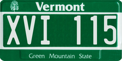 VT license plate XVI115