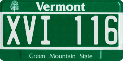 VT license plate XVI116