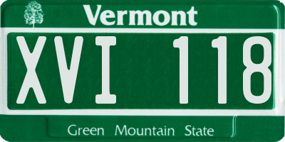 VT license plate XVI118