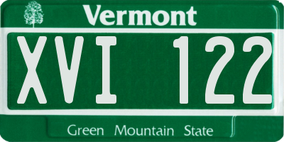 VT license plate XVI122