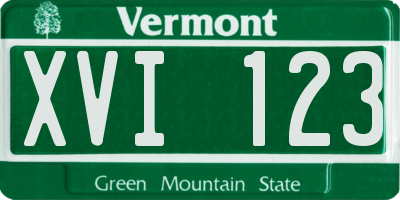 VT license plate XVI123