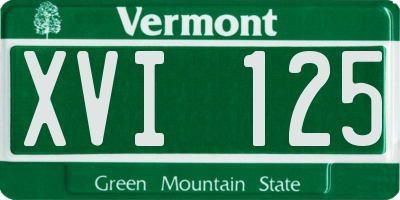 VT license plate XVI125