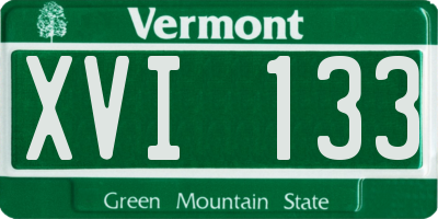 VT license plate XVI133
