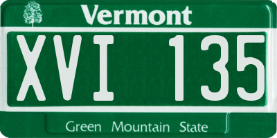 VT license plate XVI135