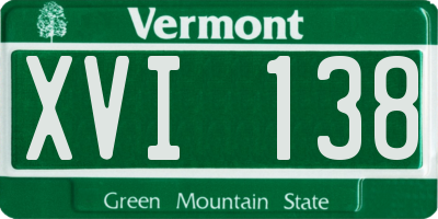 VT license plate XVI138