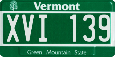 VT license plate XVI139