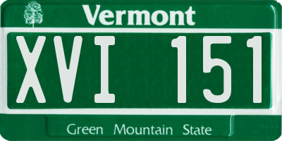 VT license plate XVI151