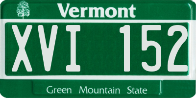 VT license plate XVI152