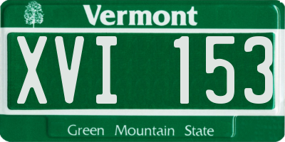 VT license plate XVI153