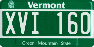 VT license plate XVI160
