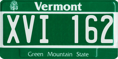 VT license plate XVI162
