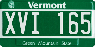 VT license plate XVI165