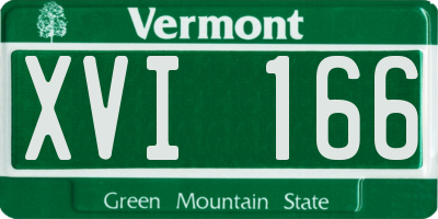 VT license plate XVI166