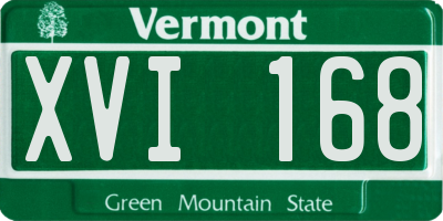 VT license plate XVI168