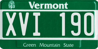 VT license plate XVI190