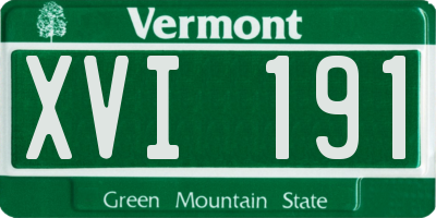 VT license plate XVI191