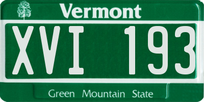 VT license plate XVI193
