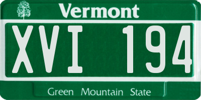 VT license plate XVI194