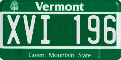 VT license plate XVI196