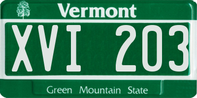 VT license plate XVI203