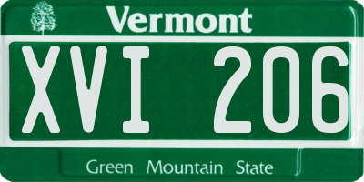 VT license plate XVI206
