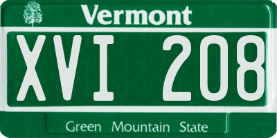 VT license plate XVI208