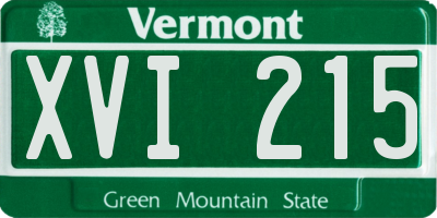 VT license plate XVI215