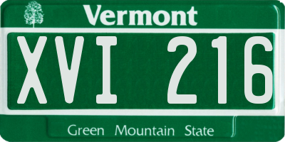 VT license plate XVI216