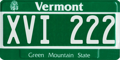 VT license plate XVI222