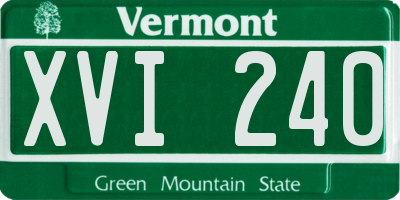 VT license plate XVI240