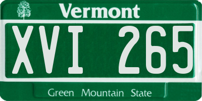 VT license plate XVI265