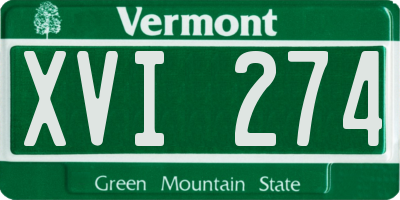 VT license plate XVI274