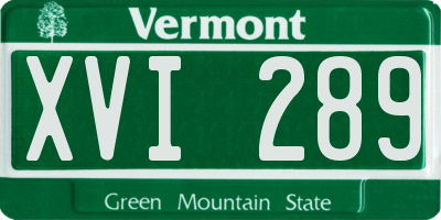 VT license plate XVI289