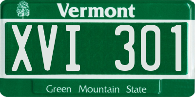VT license plate XVI301