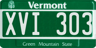 VT license plate XVI303