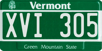 VT license plate XVI305
