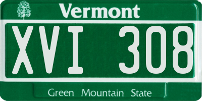 VT license plate XVI308