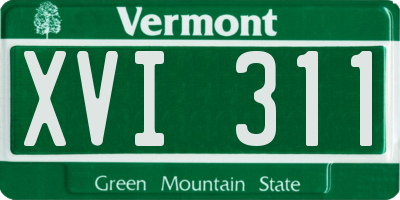 VT license plate XVI311