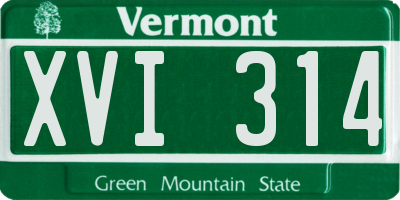 VT license plate XVI314