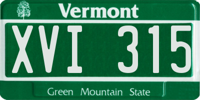 VT license plate XVI315
