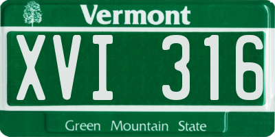 VT license plate XVI316