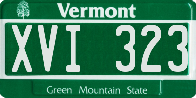VT license plate XVI323