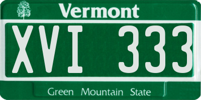 VT license plate XVI333