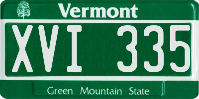 VT license plate XVI335