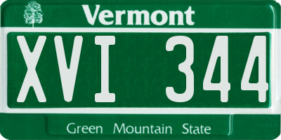 VT license plate XVI344