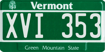 VT license plate XVI353