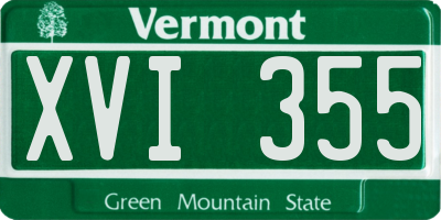 VT license plate XVI355