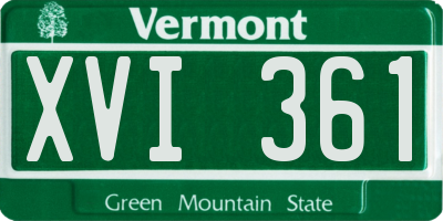 VT license plate XVI361