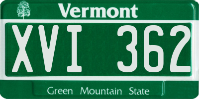 VT license plate XVI362