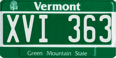 VT license plate XVI363